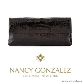 Crown Princess Victoria style Nancy Gonzalez Gotham Crocodile Flap Clutch