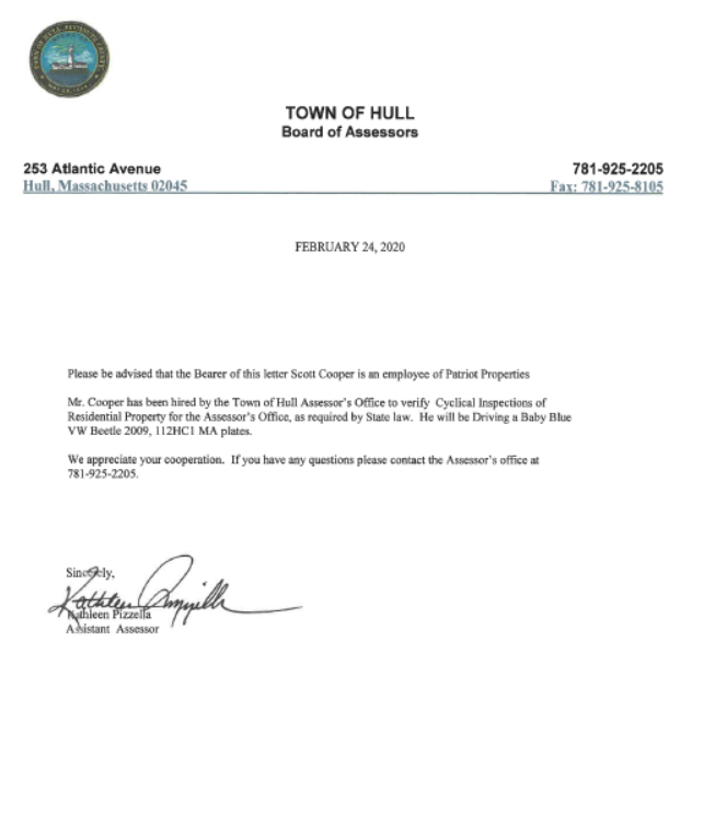 Town of Hull IMPORTANT MESSAGE FROM THE ASSESSOR'S OFFICE