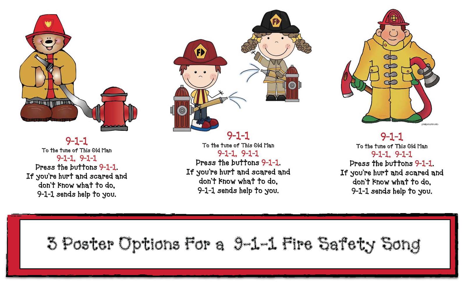 911 Fire Safety Song Posters Classroom Freebies