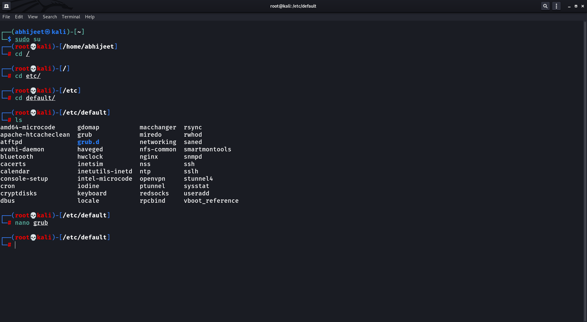 Update Grub Boot Loader using Kali Linux 2021.1 in dual boot mode and