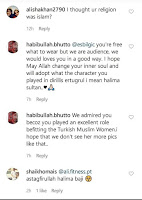 Viewers comment on Esra Bilgic's IG