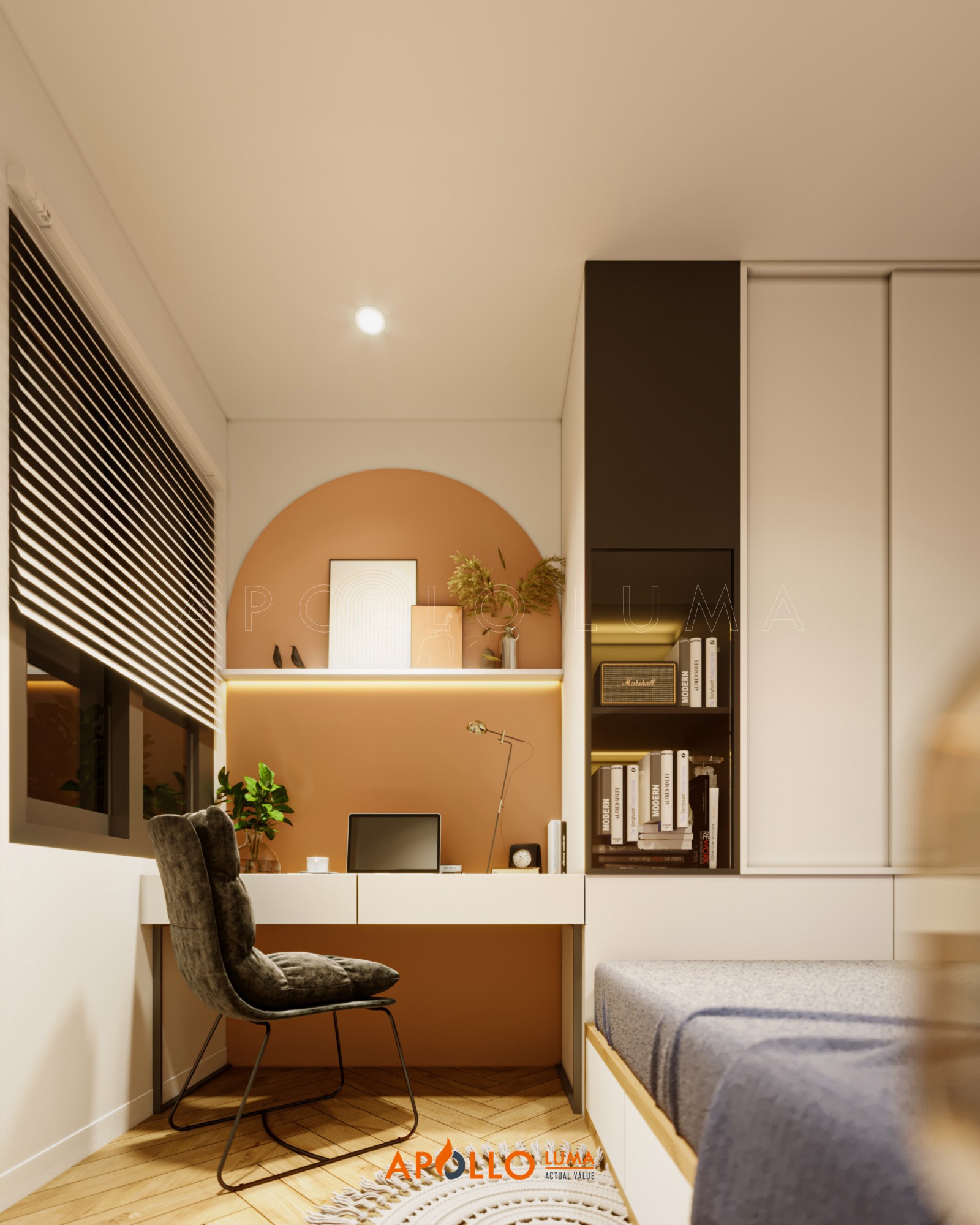 Thiết kế nội thất căn hộ 2 phòng ngủ (55m2) Tòa S1.01 Vinhomes Smart City Tây Mỗ