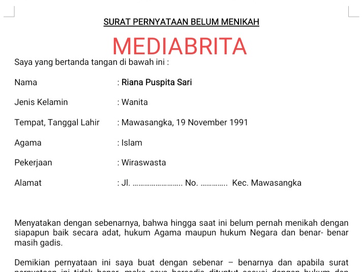 14++ Contoh surat pernyataan format word terbaru yang baik