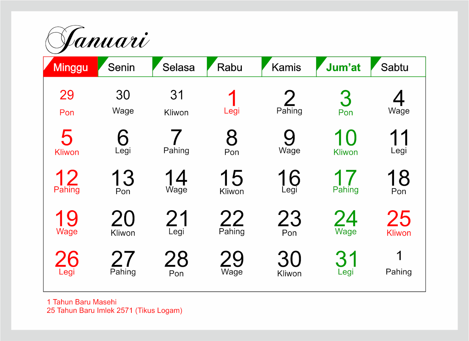 Imlek Kalender 2020 Januari Nusagates