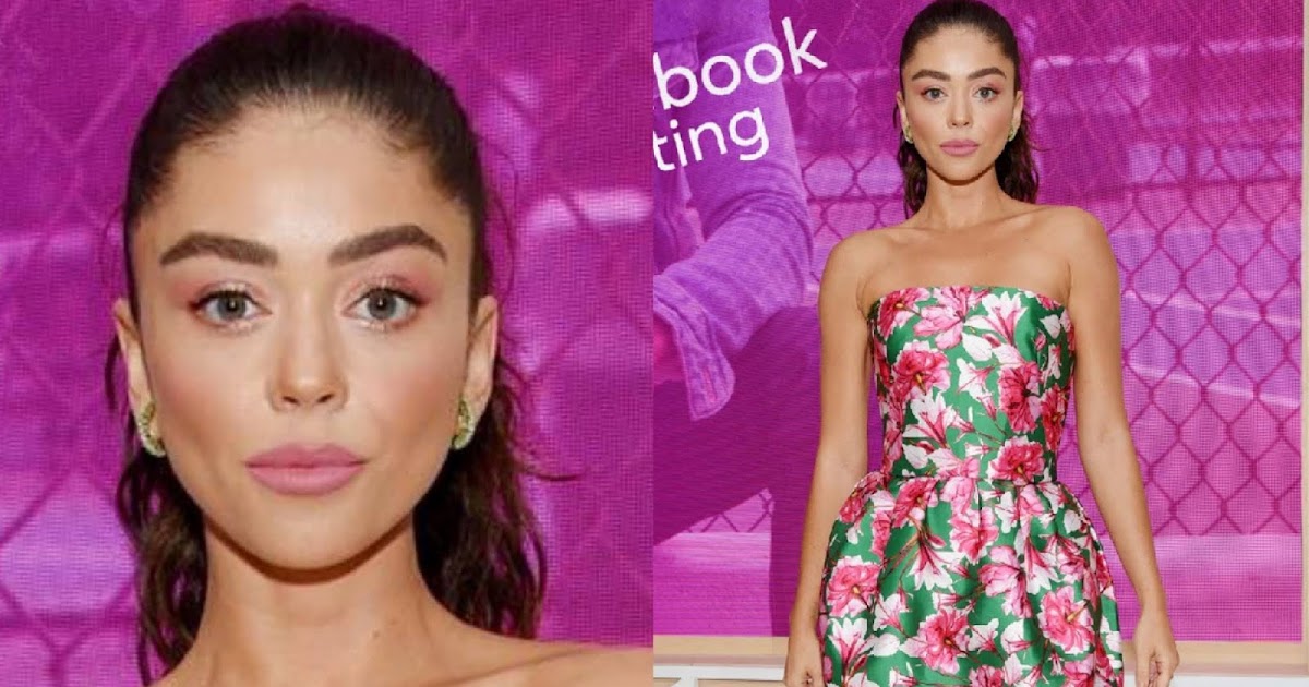 Sarah Hyland in Monique Lhuillier at the Facebook Dating Launch