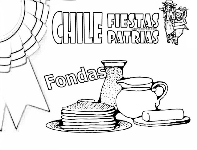 Colorear fiestas patrias Chile, panqueque, fondas… - Jugar y Colorear