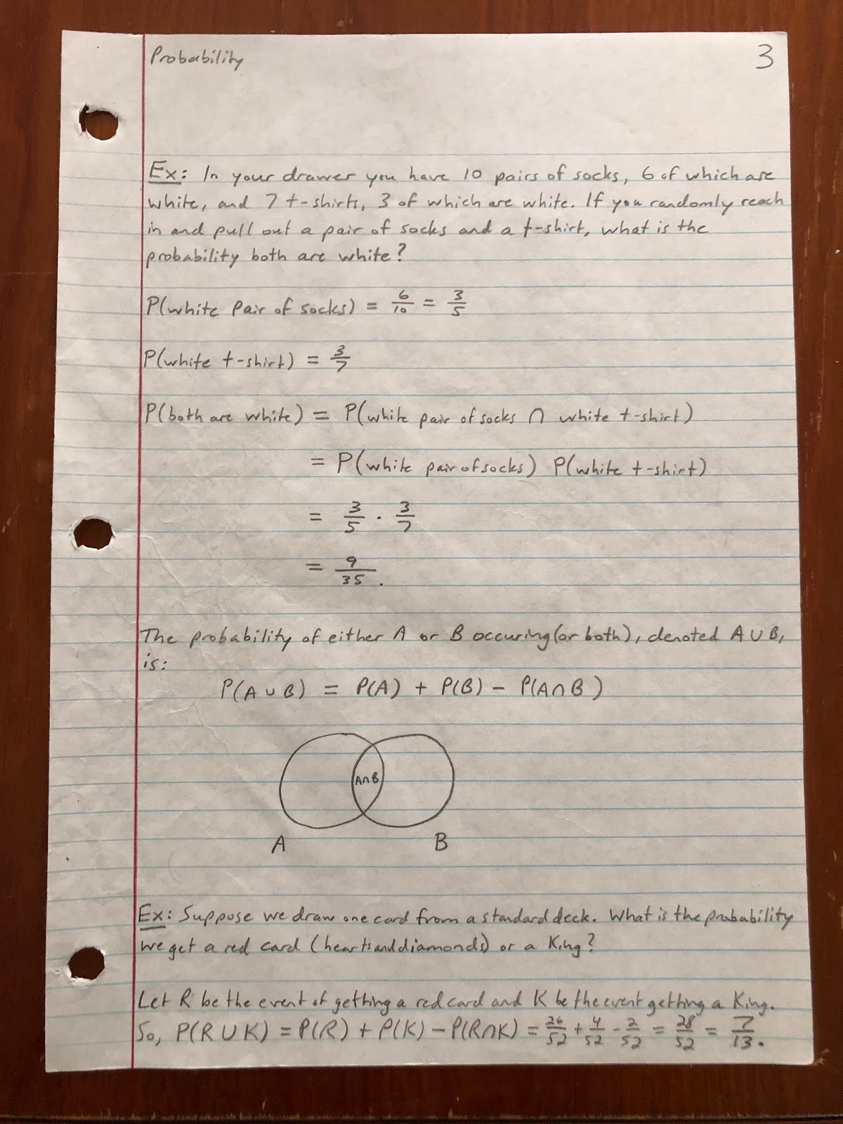 Professor Frank’s Math Blog: Probability Part 1 - Notes