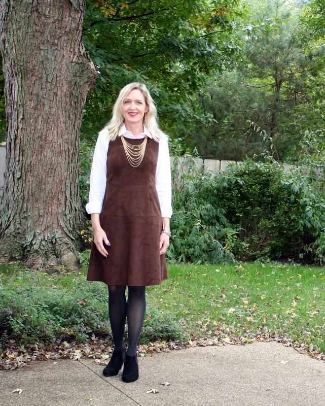 faux suede dress work outfit 