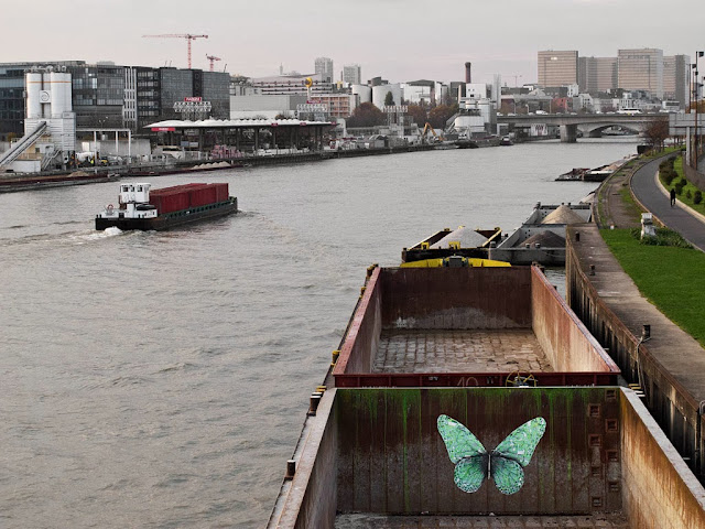 "e-Lepidoptera" New Street Piece by Parisian Urban Artist Ludo on the streets of Paris, France. 2