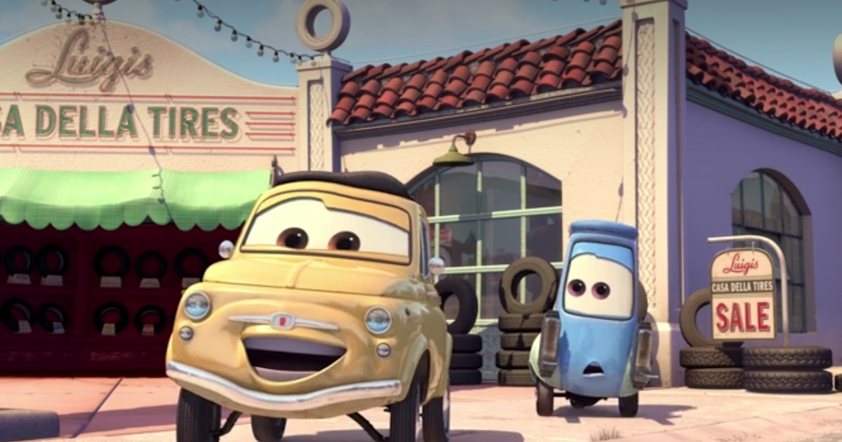 Dan the Pixar Fan Cars Luigi & Guido (w/Tires & Bumper Sticker