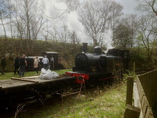 At Causey: AW No.2 takes over the train from Twizell