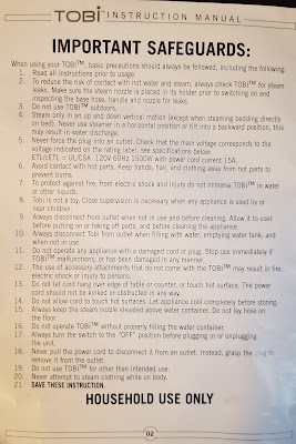 Find Your Manuals Here...: Tobi Upright Steamer Model EC1633 Instrucion