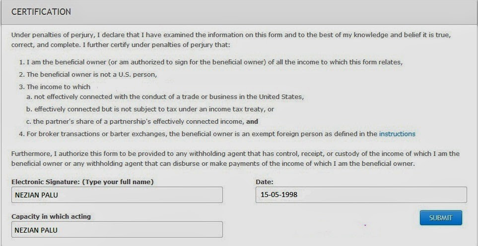 Cara Mengisi Tax Forms W8BEN Chitika (Indonesia) NEZIAN