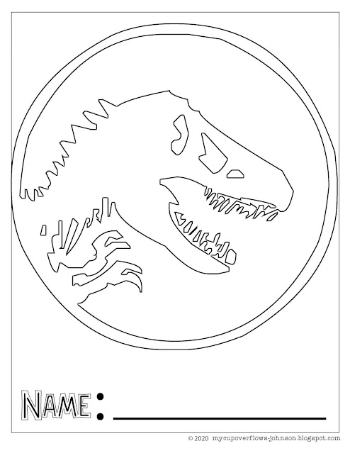 Jurassic World name tag coloring page