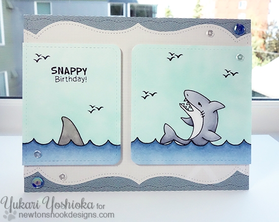 Snappy Birthday Shark Card by Yukari Yoshioka |  Stamp sets by Newton's Nook Designs #newtonsnook #shark