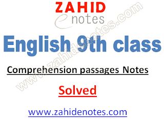 9th class english comprehension passage solved