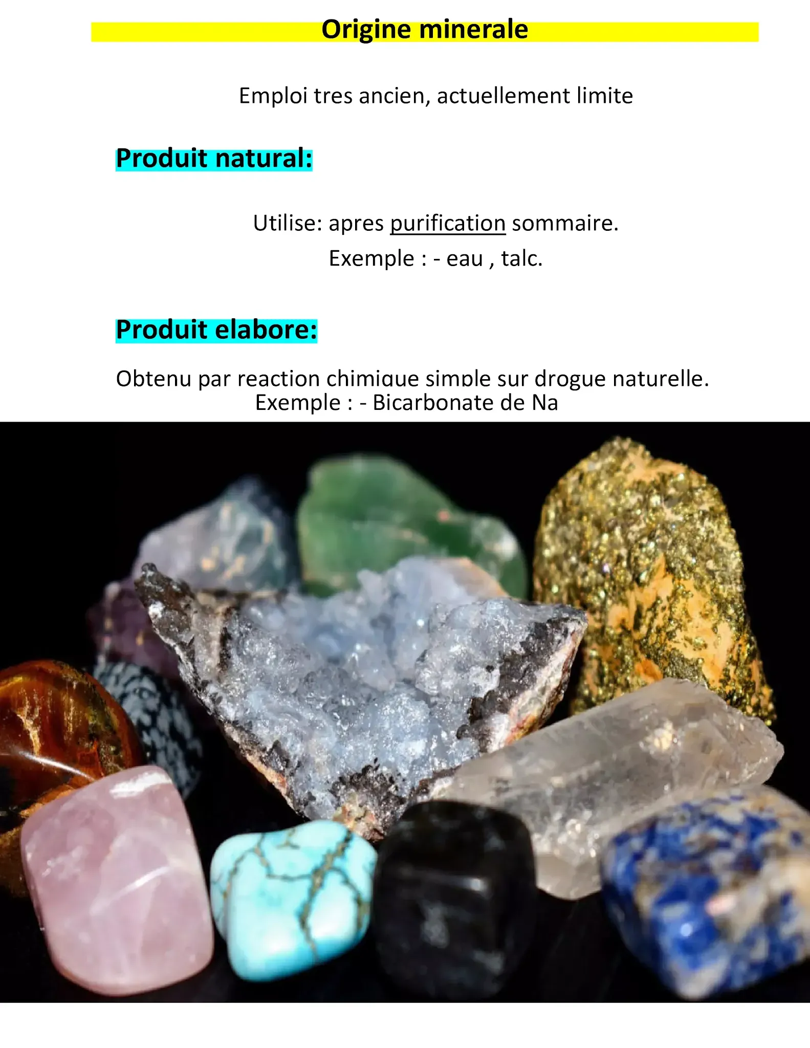 Origine minerale
