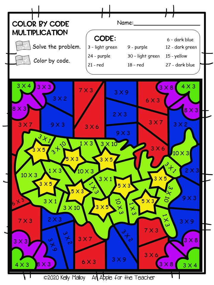 An Apple For The Teacher: Presidents' Day Color By Number