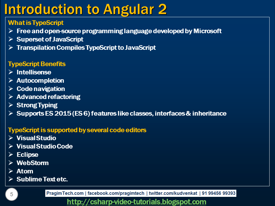 Sql server, .net and c# video tutorial: Introduction to Angular 2