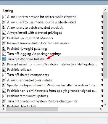 klik dua kali pada opsi 'Matikan Penginstal Windows' klik dua kali pada opsi 'Matikan Penginstal Windows'