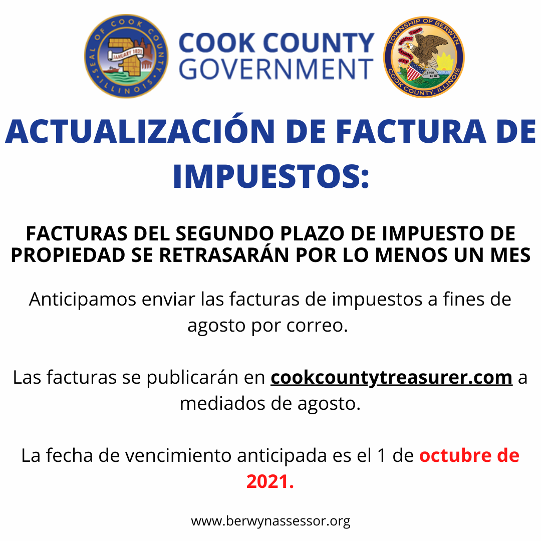 News Releases 2020 SECOND INSTALLMENT PROPERTY TAX BILLS BILLS TO BE