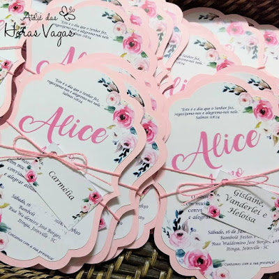 convite artesanal personalizado aniversário 1 ano aninho floral aquarelado delicado rosa menina boho chic sofisticado diferenciado