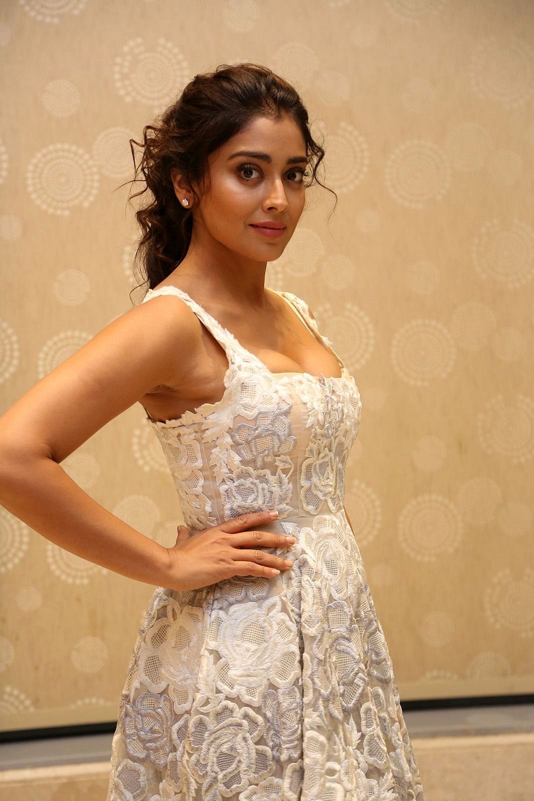 Shriya Saran Super Sexy Cleavage Show At Telugu Film â€œPaisa Vasoolâ€ Audio Success Meet