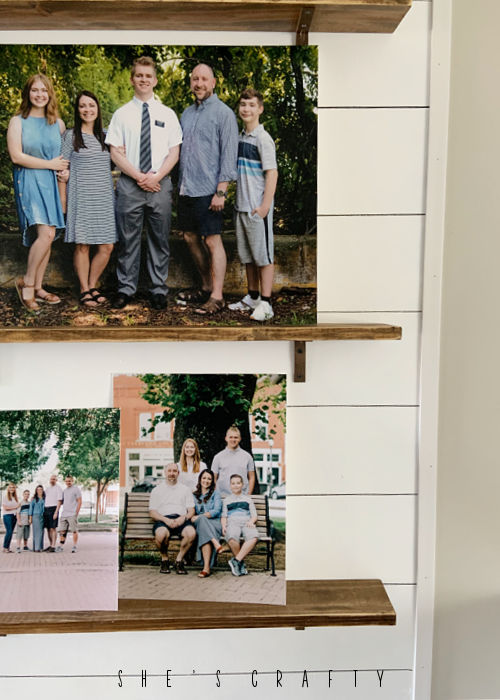 Sharpie Shiplap accent wall with picture ledges