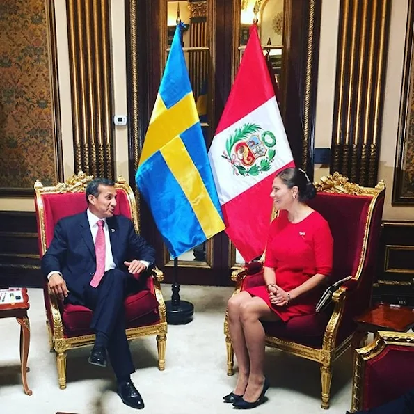 Crown Princess Victoria of Sweden met with President Ollanta Humala of Peru at Government Palace in Lima, Peru