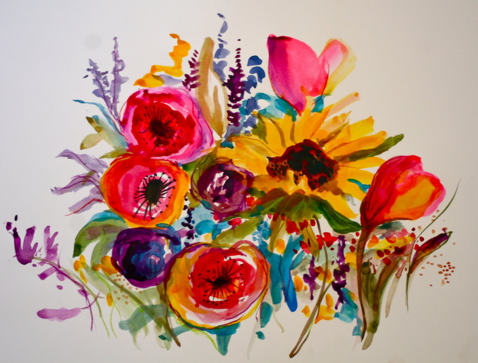 Emma Hill Flower Painting Raw, Fast & Loose.