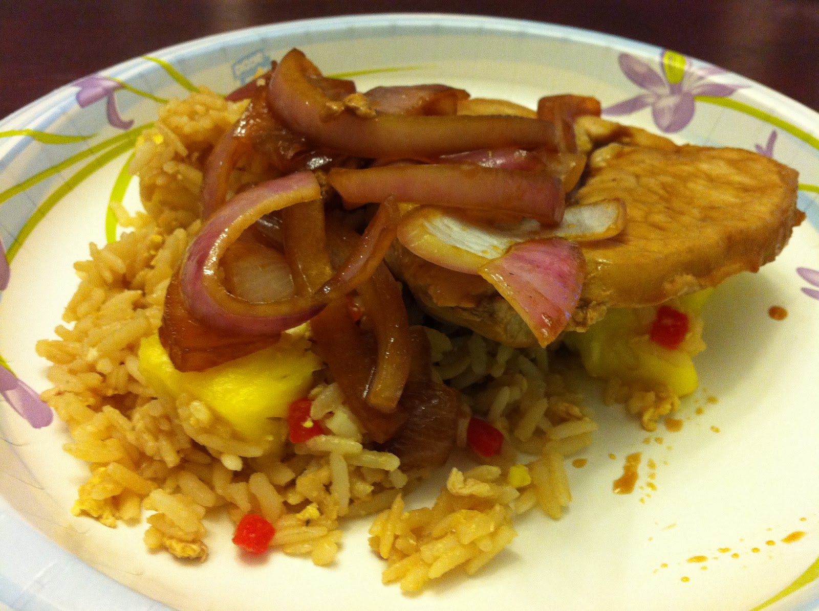 Life in Spoonfuls Pork chops and Pineapple Fried Rice.