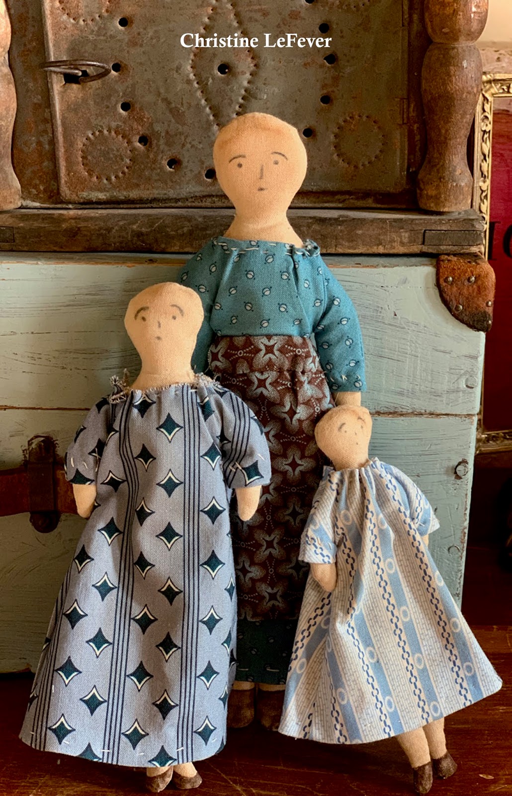 Christine LeFever Primitive Cloth Doll House Dolls, design of