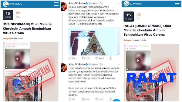 Setelah Jokowi Mengatakan Klorokuin Bisa Sembuhkan Pasien Corona, Kominfo Langsung Ralat 'Disinformasi' Soal Obat Itu