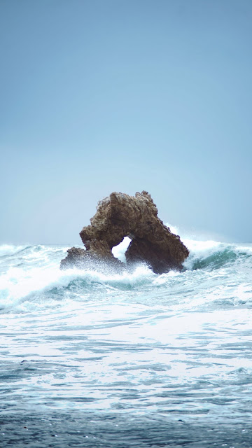 Rock, Sea, Waves, Nature Full HD Screen Background