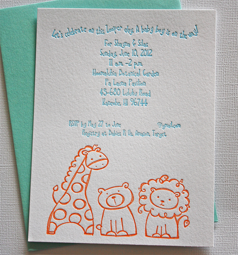 Aloha Letterpress Oh, Baby! Customized Letterpress Baby Shower Invitations