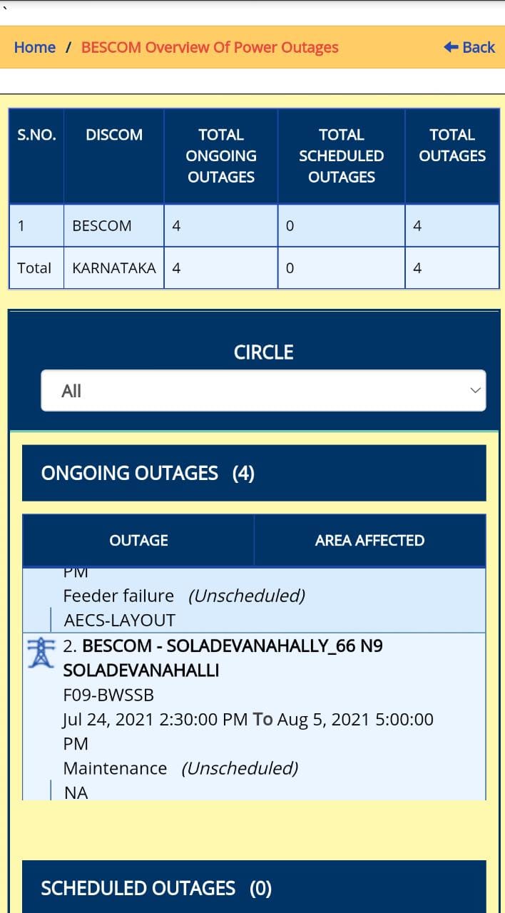Urja Mitra app for Power Outage information