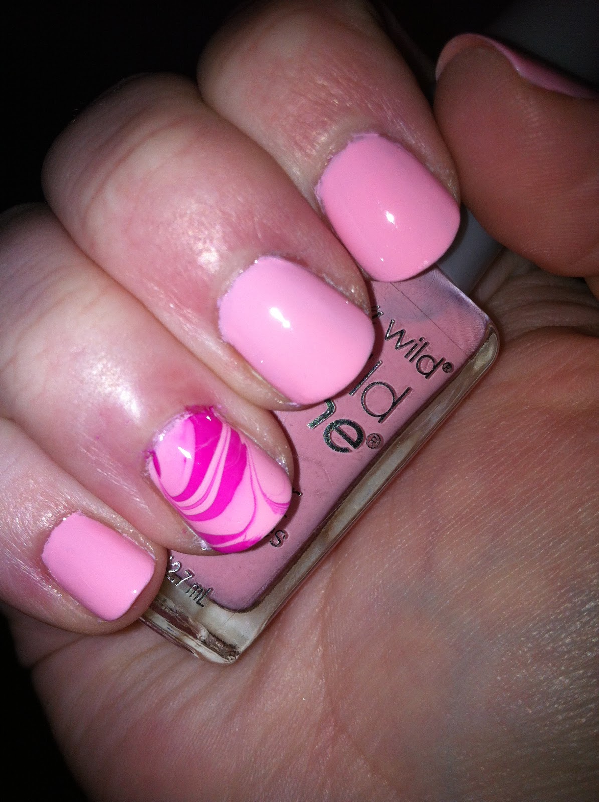 Nailed It!: Water Marble Tutorial - Pink for Breast Cancer Awareness Month