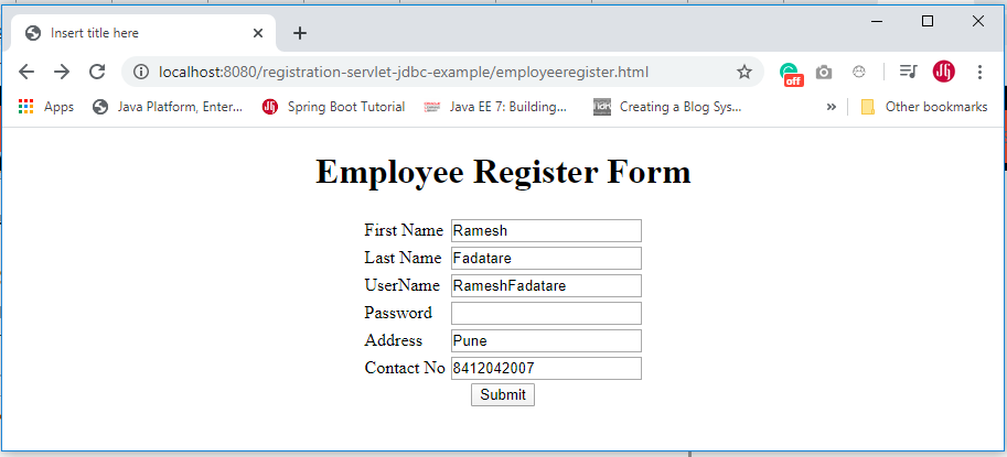 creating servlet sql syntax