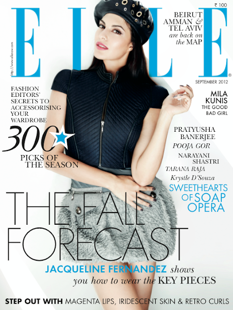 Jacqueline Fernandez on the cover page of Elle India - September 2012