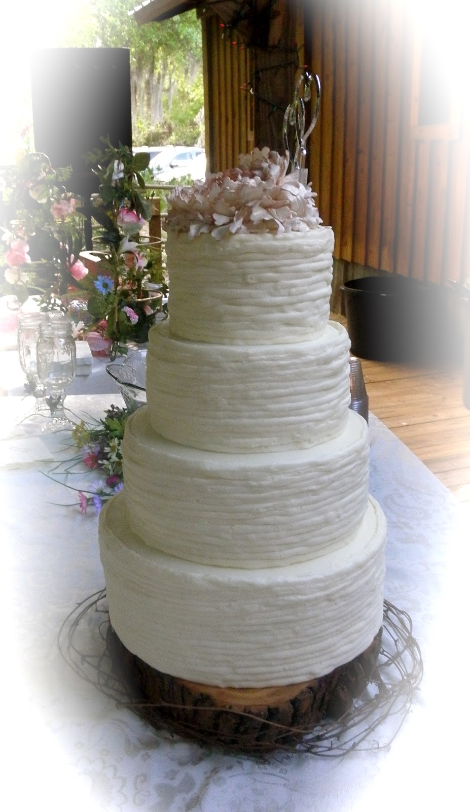 Sweet T's Cake Design Shabby Chic Peony Rustic Wedding Cake