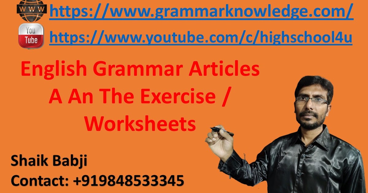 English Grammar Articles A An The Exercise Worksheets Learn English Online With Grammar