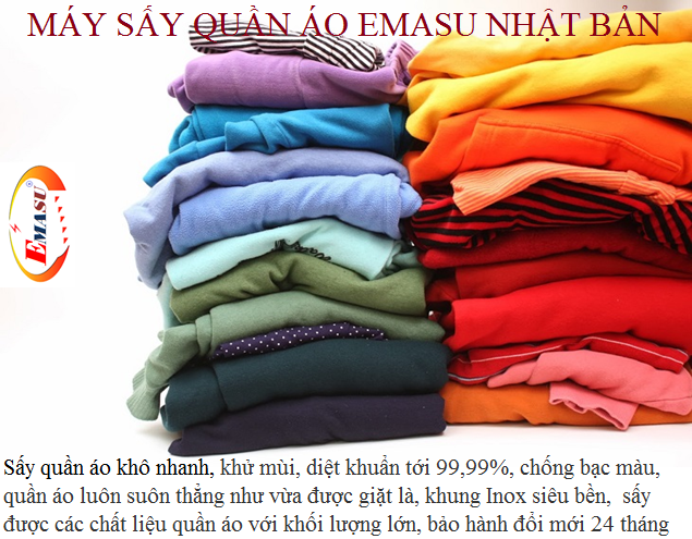 Máy sấy quần áo Emasu Nhật Bản chất lượng hàng đầu, ứng dụng công nghệ tiên tiến nhất