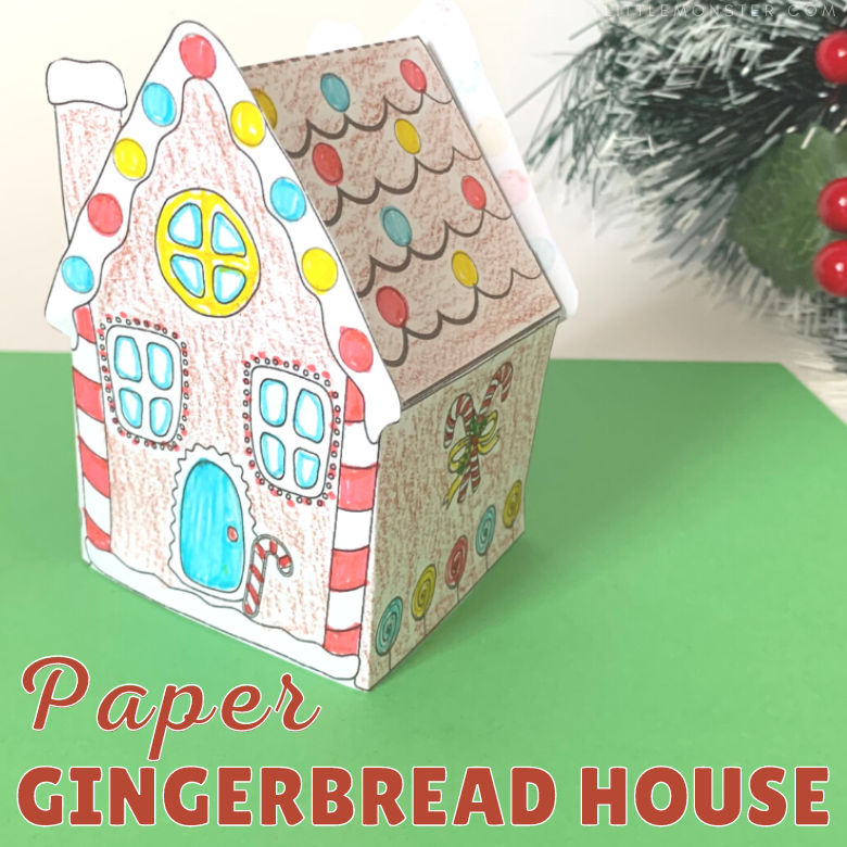 Paper Gingerbread House (template included) - Messy Little Monster