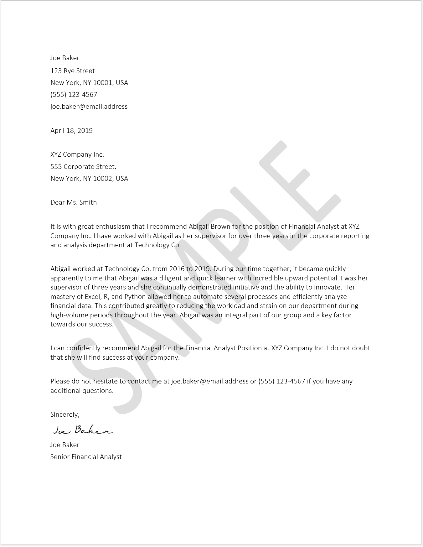 Reference Letter Template Word Resume Letter