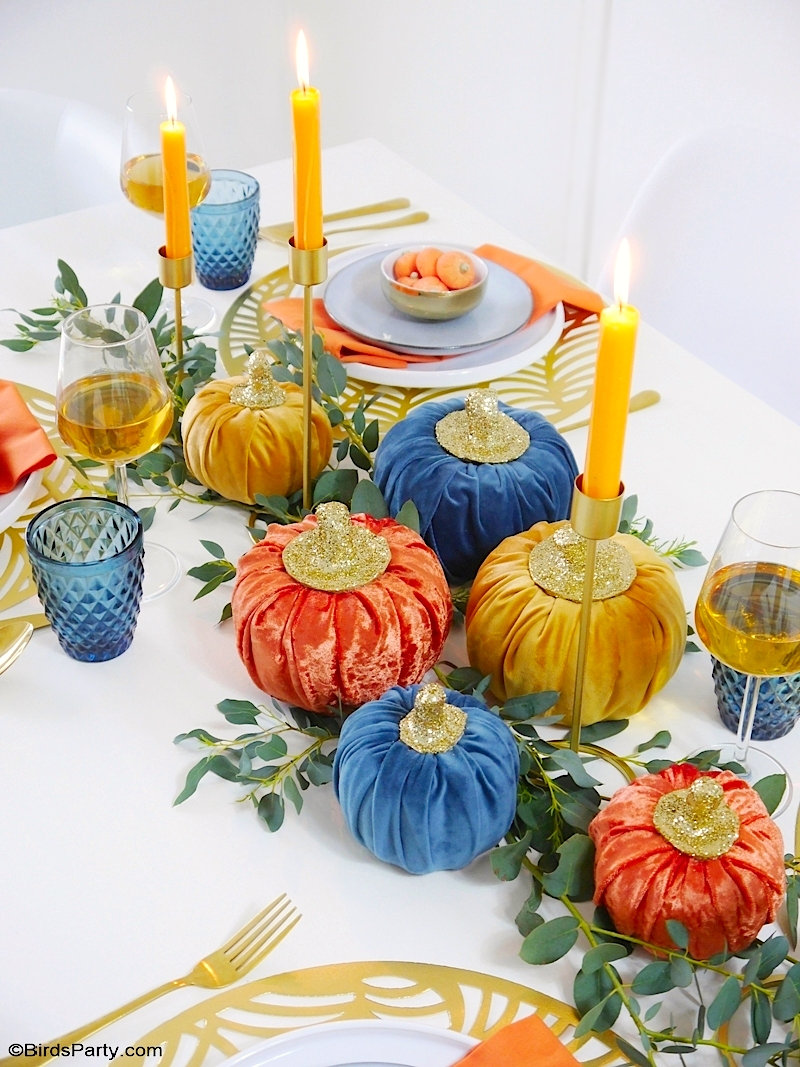 Jewel Toned Modern Thanksgiving Tablescape - Party Ideas | Party ...