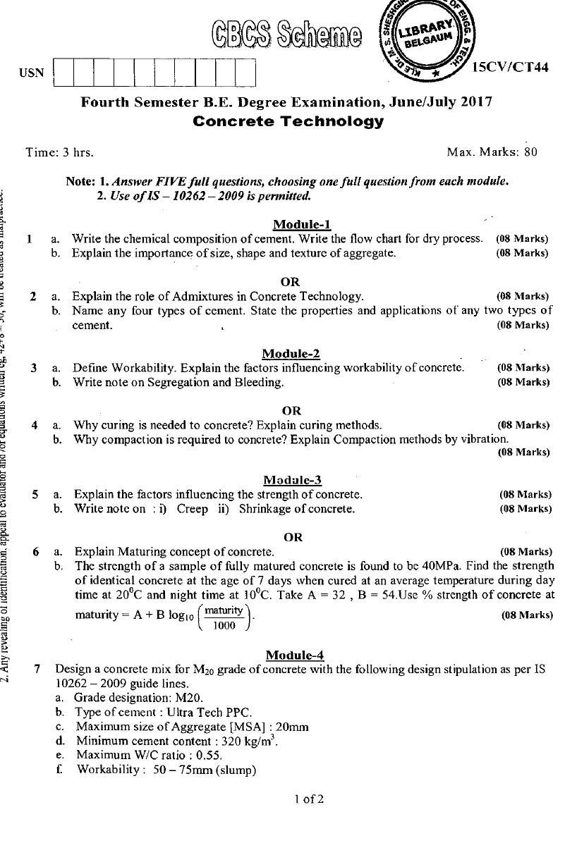 Visvesvaraya Technological University B.E. Civil Engineering (CBCS