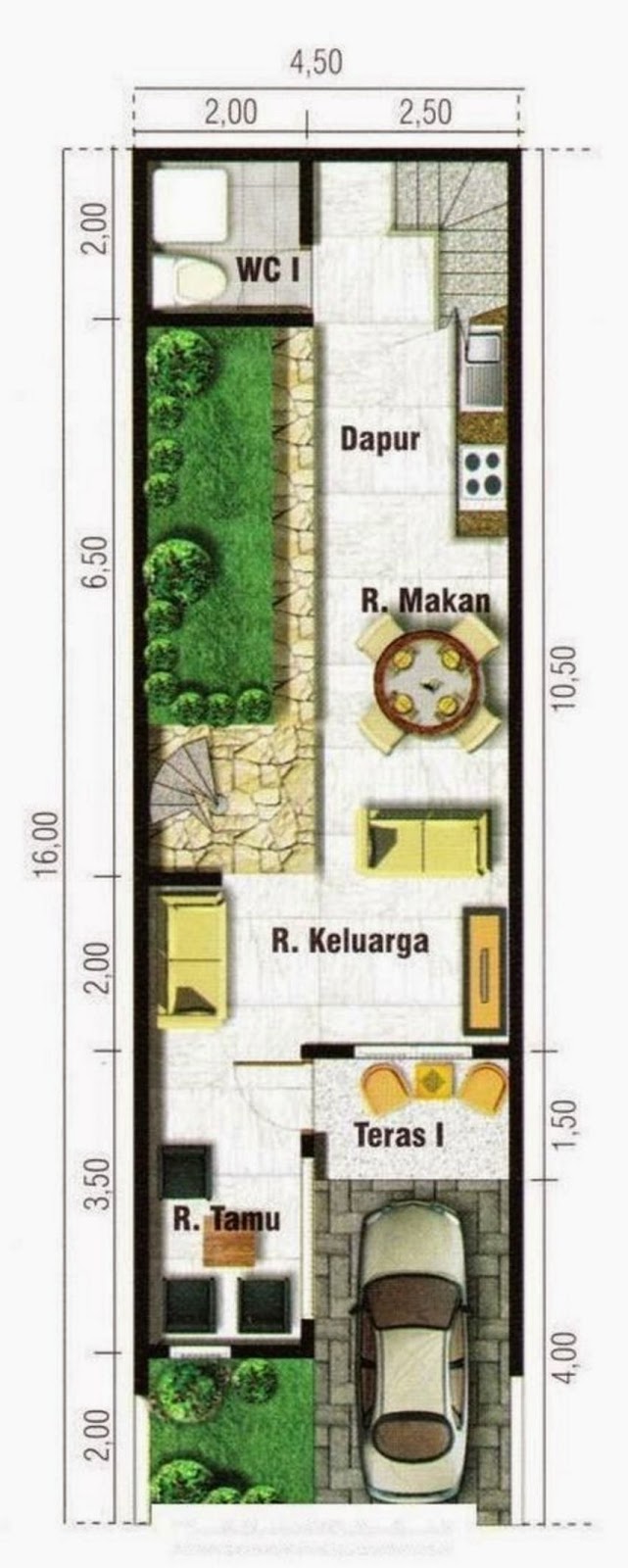 64 Contoh Denah Rumah Lebar 4 Meter Homkonsep