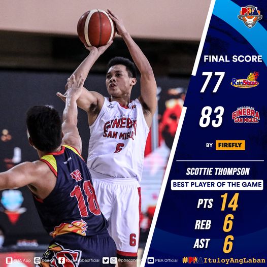 PBA Ginebra def. Rain or Shine, 8377 (Sep. 8, 2021) PhilSports.ph