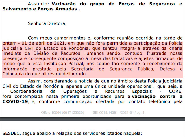 Secretário culpa Ministério da Saúde e pede inclusão da Polícia Civil e Politec em plano de vacinação