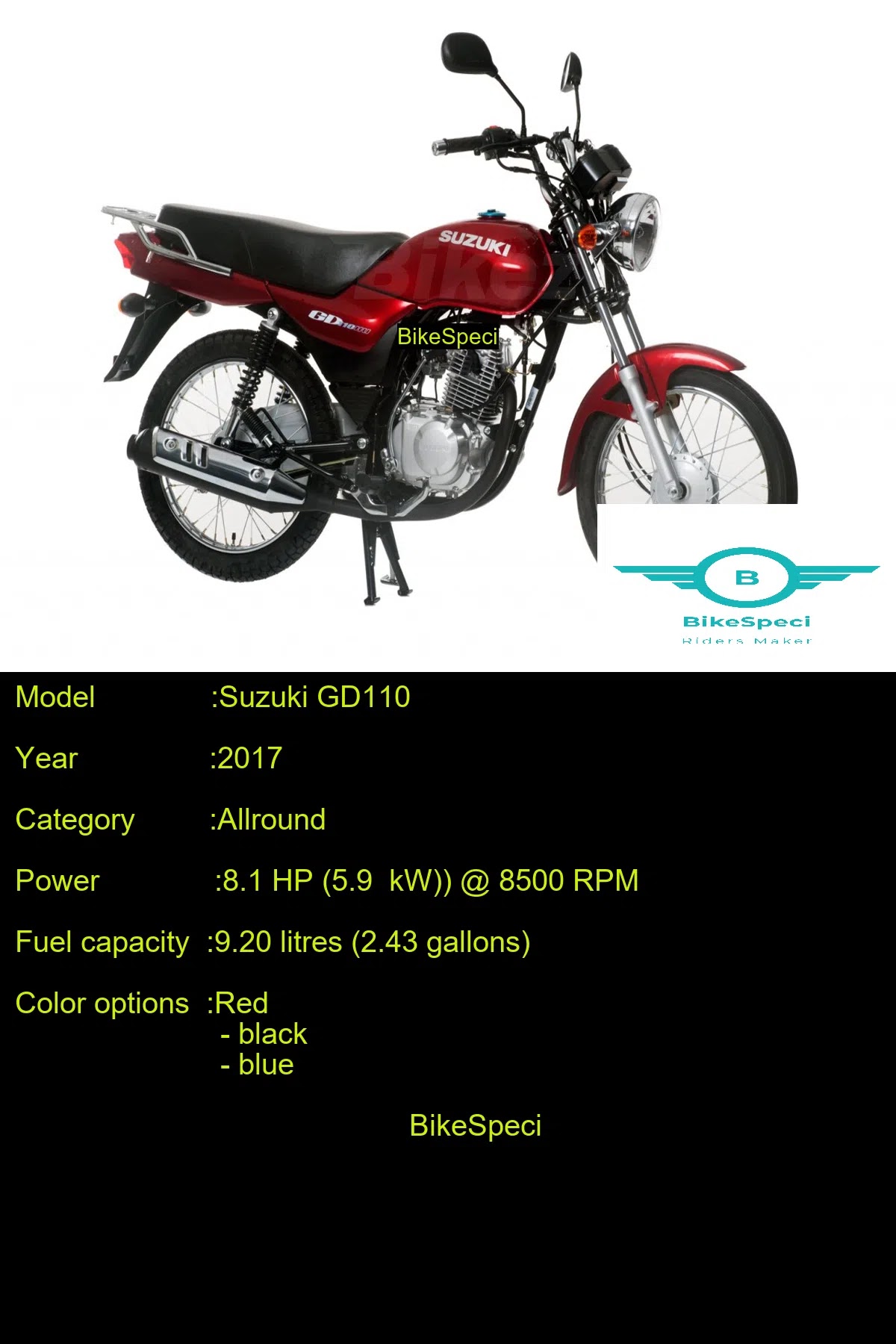 Suzuki GD110 | Price, Photos, Millage, Speed, Colours etc.